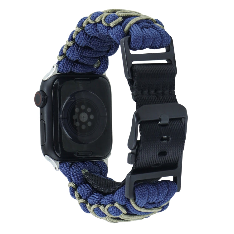 For Apple Watch Series 2 38mm Dual-layer Braided Paracord Buckle Watch Band(Navy Army Green) by bashfashion