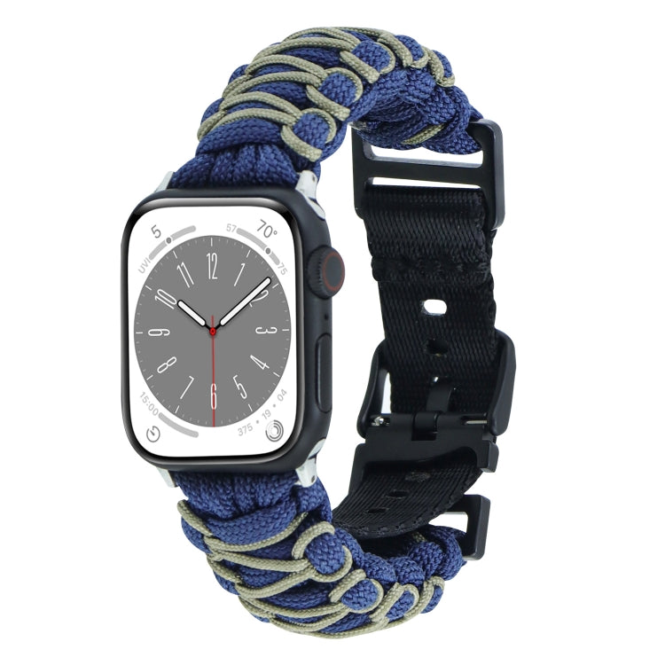 For Apple Watch 42mm Dual-layer Braided Paracord Buckle Watch Band(Navy Army Green) by bashfashion