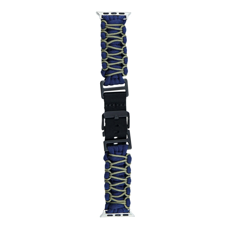 For Apple Watch 42mm Dual-layer Braided Paracord Buckle Watch Band(Navy Army Green) by bashfashion
