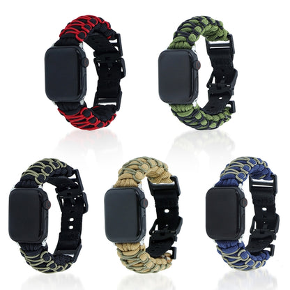 For Apple Watch SE 2023 40mm Dual-layer Braided Paracord Buckle Watch Band(Army Green Black) by bashfashion