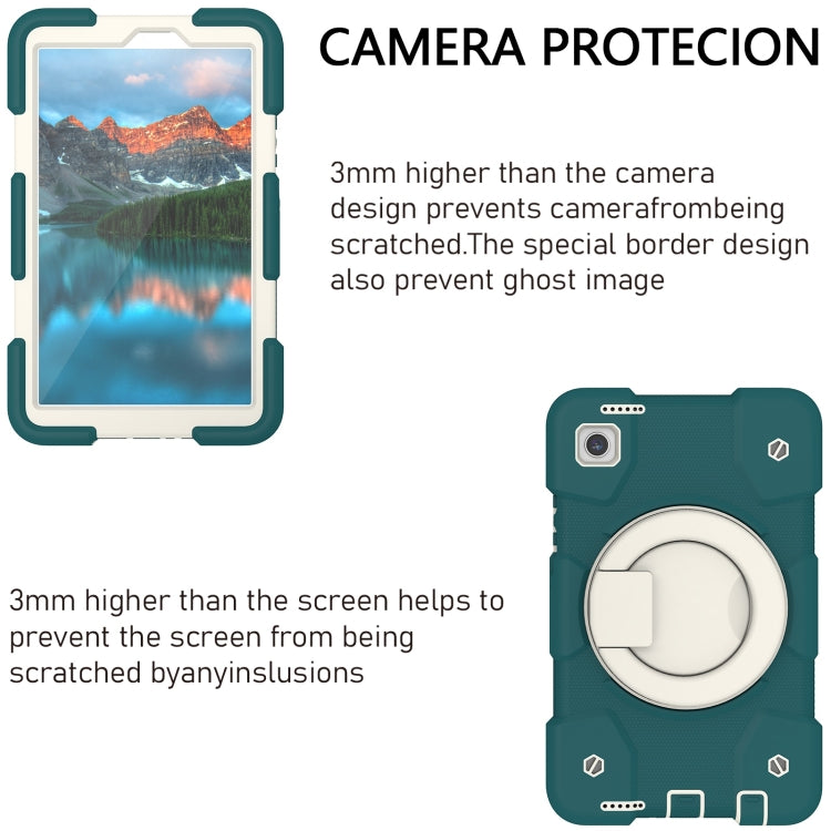 For Samsung Galaxy Tab A11 / A9 Silicone Hybrid PC Tablet Case with Shoulders Strap(Blackish Green) by bashfashion