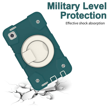 For Samsung Galaxy Tab A11 / A9 Silicone Hybrid PC Tablet Case with Shoulders Strap(Blackish Green) by bashfashion