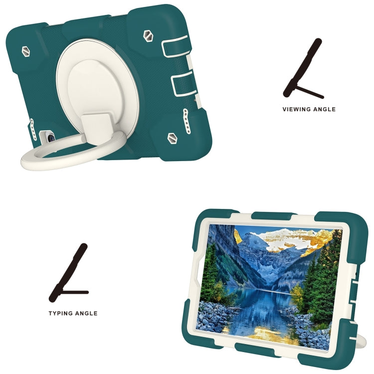 For Samsung Galaxy Tab A11 / A9 Silicone Hybrid PC Tablet Case with Shoulders Strap(Blackish Green) by bashfashion