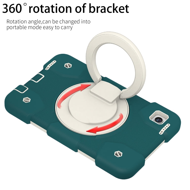 For Samsung Galaxy Tab A11 / A9 Silicone Hybrid PC Tablet Case with Shoulders Strap(Blackish Green) by bashfashion