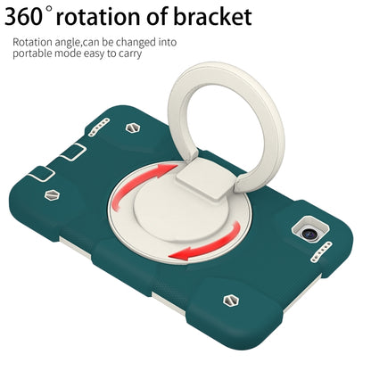 For Samsung Galaxy Tab A11 / A9 Silicone Hybrid PC Tablet Case with Shoulders Strap(Blackish Green) by bashfashion