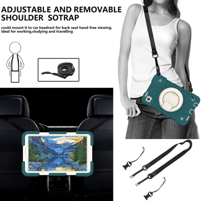 For Samsung Galaxy Tab A11 / A9 Silicone Hybrid PC Tablet Case with Shoulders Strap(Blackish Green) by bashfashion