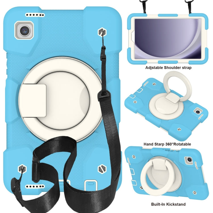 For Samsung Galaxy Tab A11 / A9 Silicone Hybrid PC Tablet Case with Shoulders Strap(Sky Blue) by bashfashion