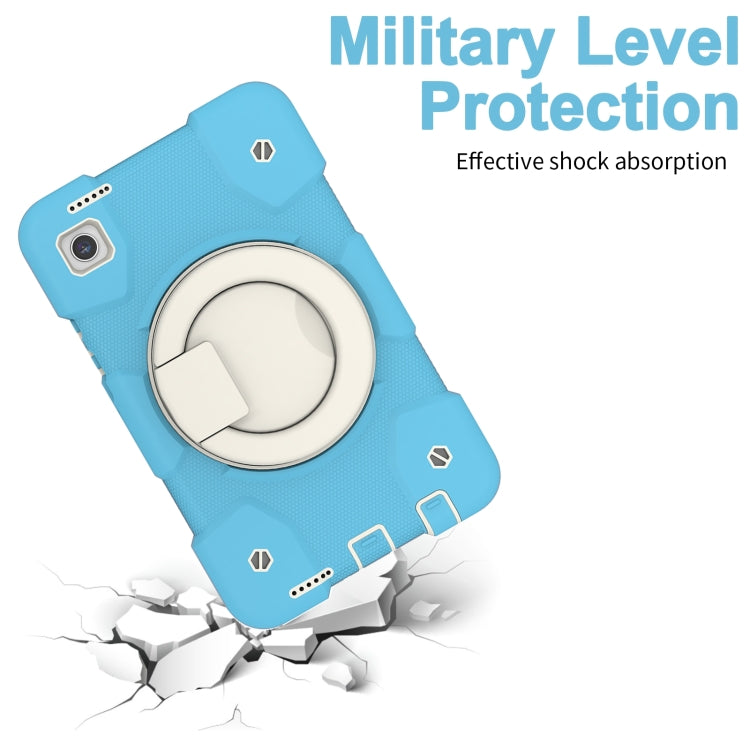 For Samsung Galaxy Tab A11 / A9 Silicone Hybrid PC Tablet Case with Shoulders Strap(Sky Blue) by bashfashion