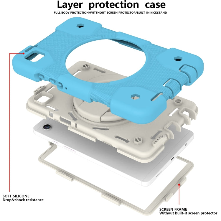 For Samsung Galaxy Tab A11 / A9 Silicone Hybrid PC Tablet Case with Shoulders Strap(Sky Blue) by bashfashion