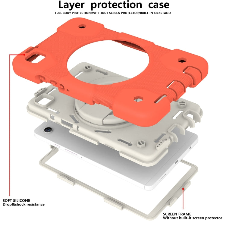 For Samsung Galaxy Tab A11 / A9 Silicone Hybrid PC Tablet Case with Shoulders Strap(Coral Orange) by bashfashion