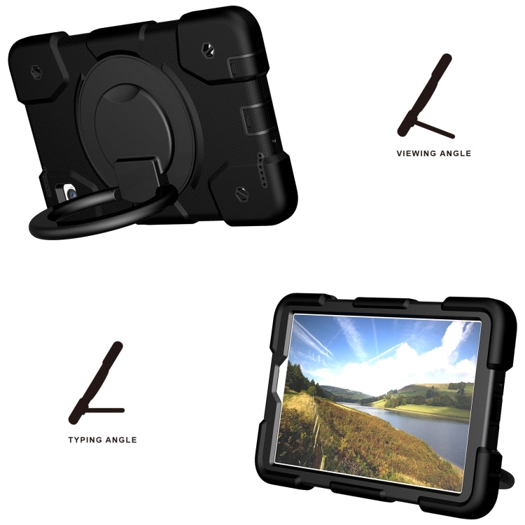 For Samsung Galaxy Tab A11 / A9 Silicone Hybrid PC Tablet Case with Shoulders Strap(Black) by bashfashion