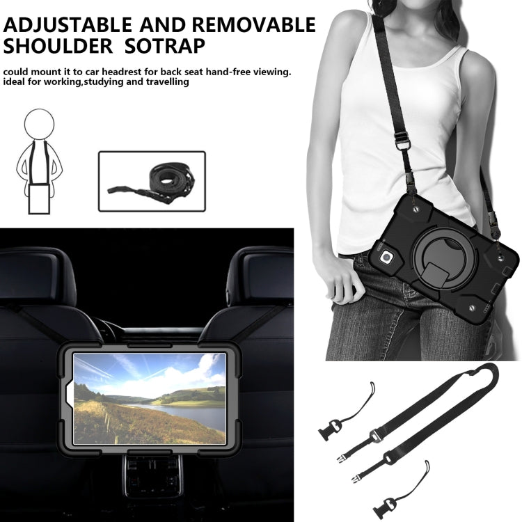 For Samsung Galaxy Tab A11 / A9 Silicone Hybrid PC Tablet Case with Shoulders Strap(Black) by bashfashion