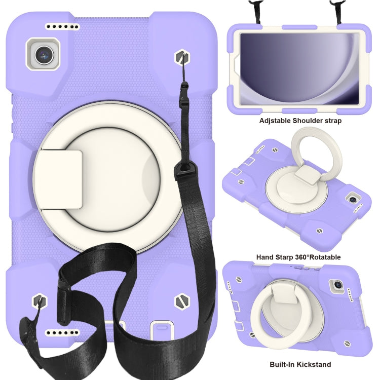 For Samsung Galaxy Tab A11 / A9 Silicone Hybrid PC Tablet Case with Shoulders Strap(Purple) by bashfashion