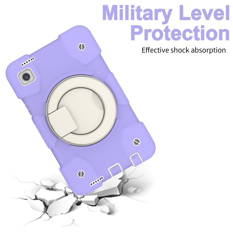 For Samsung Galaxy Tab A11 / A9 Silicone Hybrid PC Tablet Case with Shoulders Strap(Purple) by bashfashion