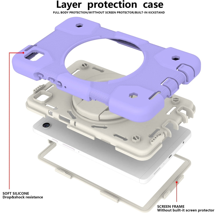 For Samsung Galaxy Tab A11 / A9 Silicone Hybrid PC Tablet Case with Shoulders Strap(Purple) by bashfashion