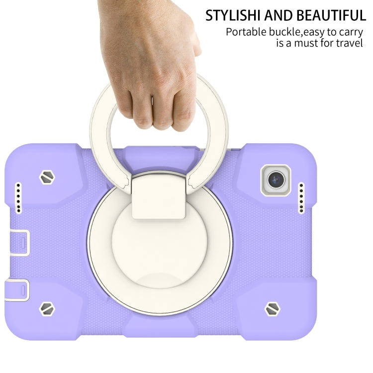 For Samsung Galaxy Tab A11 / A9 Silicone Hybrid PC Tablet Case with Shoulders Strap(Purple) by bashfashion