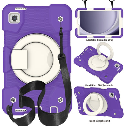 For Samsung Galaxy Tab A11 / A9 Silicone Hybrid PC Tablet Case with Shoulders Strap(Purple Blue) by bashfashion