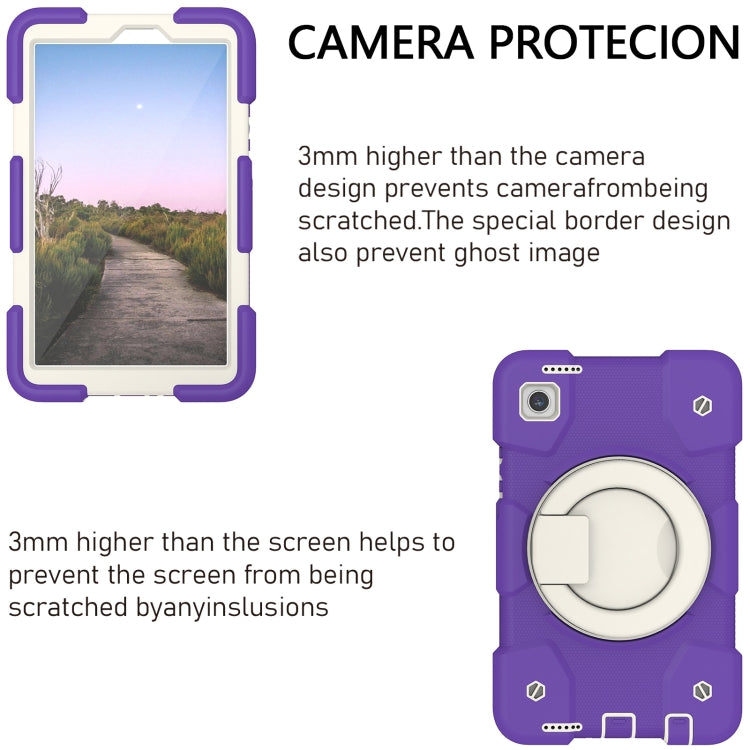 For Samsung Galaxy Tab A11 / A9 Silicone Hybrid PC Tablet Case with Shoulders Strap(Purple Blue) by bashfashion