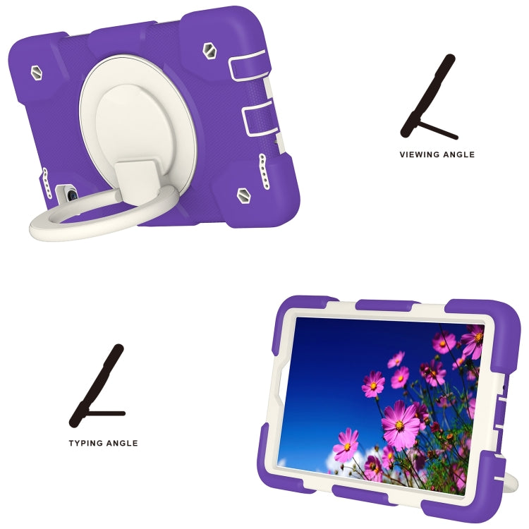 For Samsung Galaxy Tab A11 / A9 Silicone Hybrid PC Tablet Case with Shoulders Strap(Purple Blue) by bashfashion