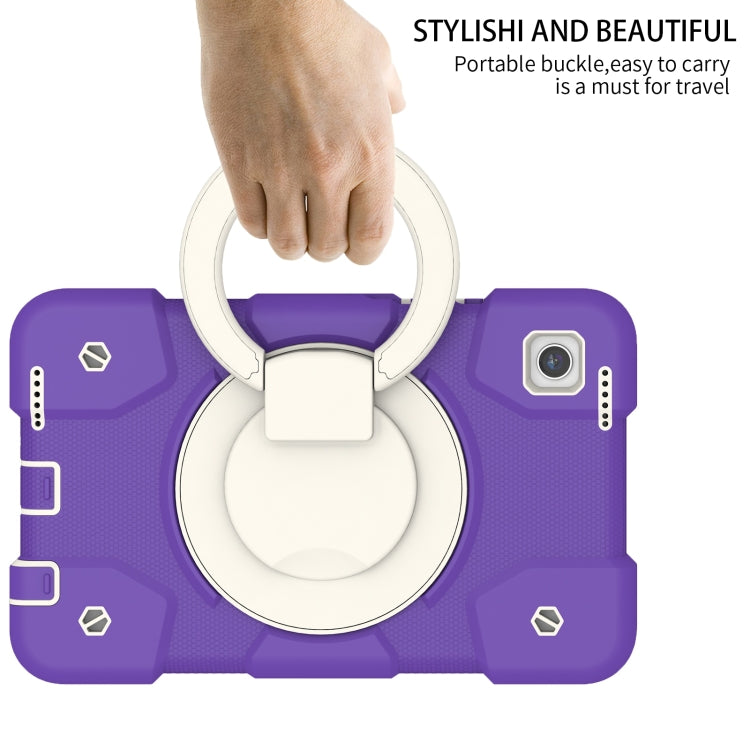 For Samsung Galaxy Tab A11 / A9 Silicone Hybrid PC Tablet Case with Shoulders Strap(Purple Blue) by bashfashion