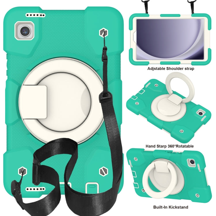 For Samsung Galaxy Tab A11 / A9 Silicone Hybrid PC Tablet Case with Shoulders Strap(Mint Green) by bashfashion