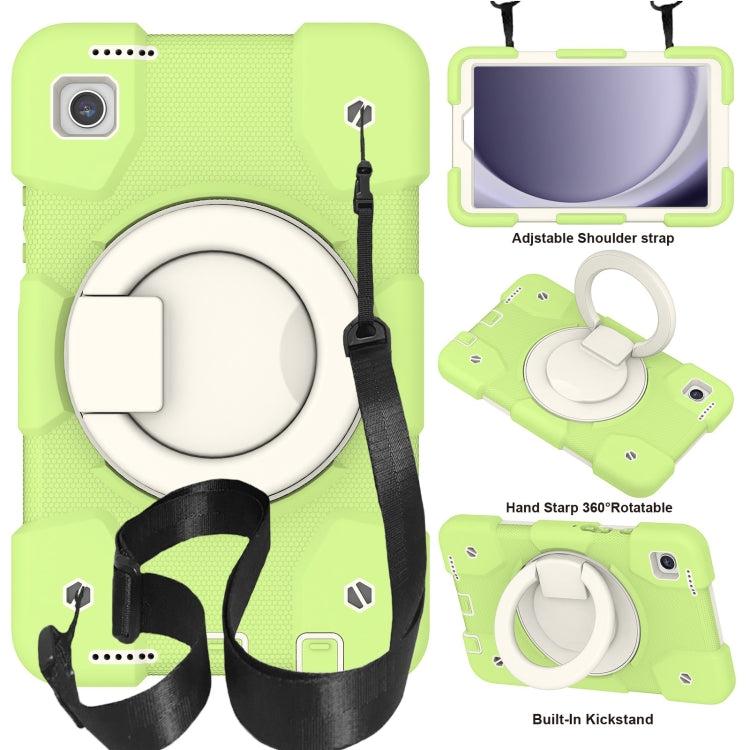 For Samsung Galaxy Tab A11 / A9 Silicone Hybrid PC Tablet Case with Shoulders Strap(Green) by bashfashion