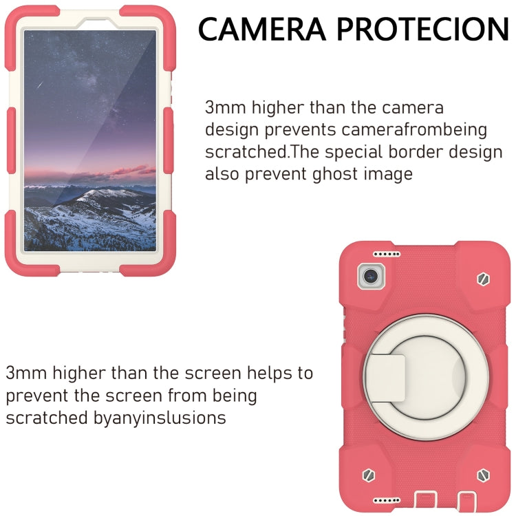 For Samsung Galaxy Tab A11 / A9 Silicone Hybrid PC Tablet Case with Shoulders Strap(Begonia Red) by bashfashion