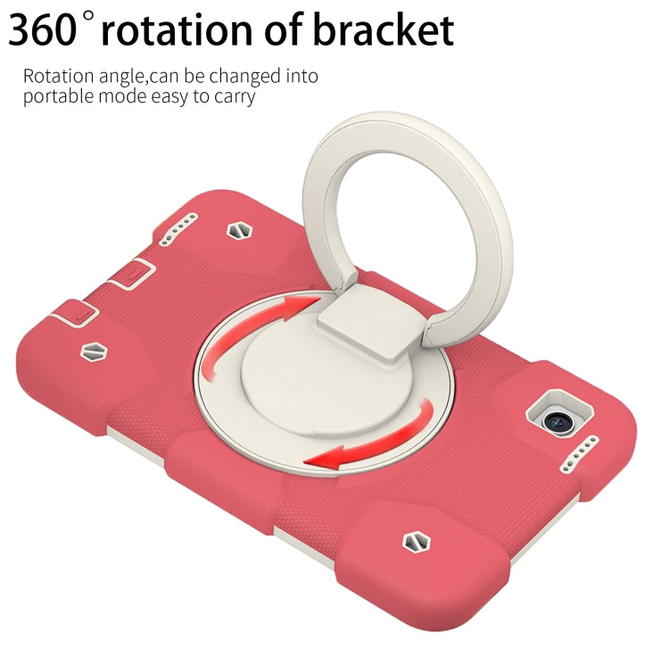 For Samsung Galaxy Tab A11 / A9 Silicone Hybrid PC Tablet Case with Shoulders Strap(Begonia Red) by bashfashion