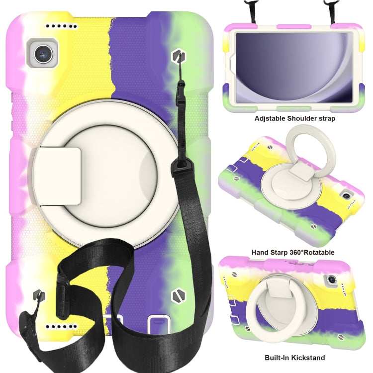 For Samsung Galaxy Tab A11 / A9 Silicone Hybrid PC Tablet Case with Shoulders Strap(Colorful Purple) by bashfashion