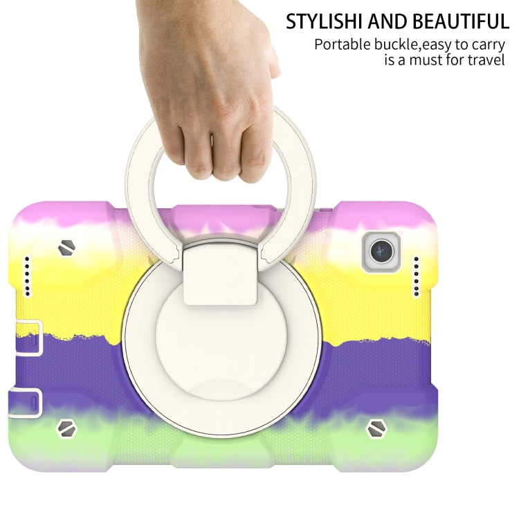 For Samsung Galaxy Tab A11 / A9 Silicone Hybrid PC Tablet Case with Shoulders Strap(Colorful Purple) by bashfashion