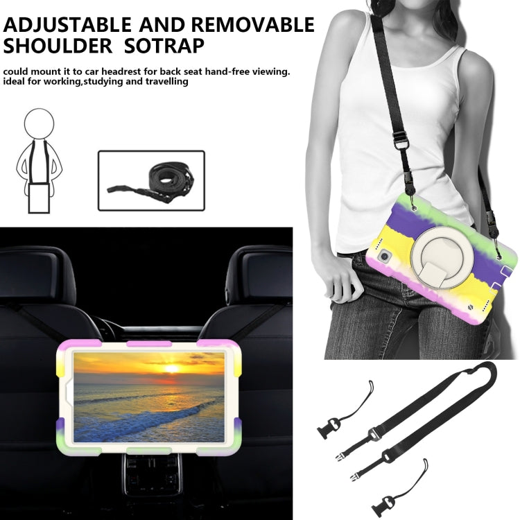 For Samsung Galaxy Tab A11 / A9 Silicone Hybrid PC Tablet Case with Shoulders Strap(Colorful Purple) by bashfashion