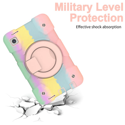 For Samsung Galaxy Tab A11 / A9 Silicone Hybrid PC Tablet Case with Shoulders Strap(Colorful Rose Gold) by bashfashion