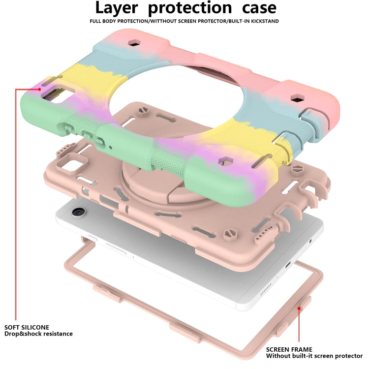 For Samsung Galaxy Tab A11 / A9 Silicone Hybrid PC Tablet Case with Shoulders Strap(Colorful Rose Gold) by bashfashion