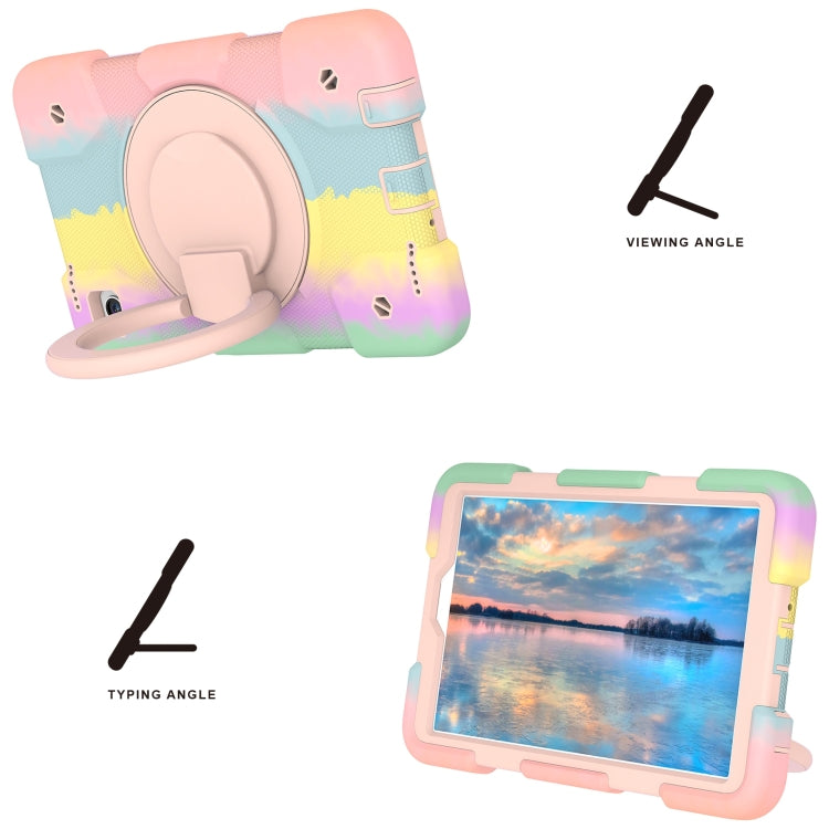 For Samsung Galaxy Tab A11 / A9 Silicone Hybrid PC Tablet Case with Shoulders Strap(Colorful Rose Gold) by bashfashion