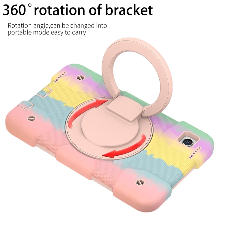 For Samsung Galaxy Tab A11 / A9 Silicone Hybrid PC Tablet Case with Shoulders Strap(Colorful Rose Gold) by bashfashion