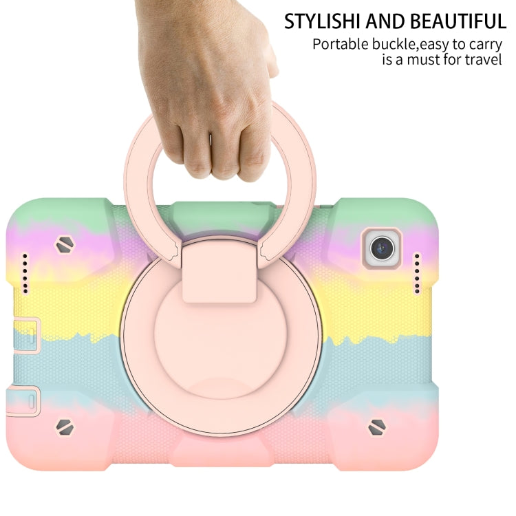 For Samsung Galaxy Tab A11 / A9 Silicone Hybrid PC Tablet Case with Shoulders Strap(Colorful Rose Gold) by bashfashion