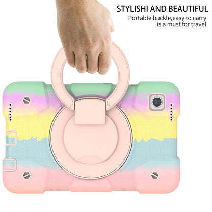 For Samsung Galaxy Tab A11 / A9 Silicone Hybrid PC Tablet Case with Shoulders Strap(Colorful Rose Gold) by bashfashion