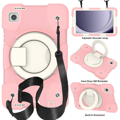 For Samsung Galaxy Tab A11 / A9 Silicone Hybrid PC Tablet Case with Shoulders Strap(Pink) by bashfashion