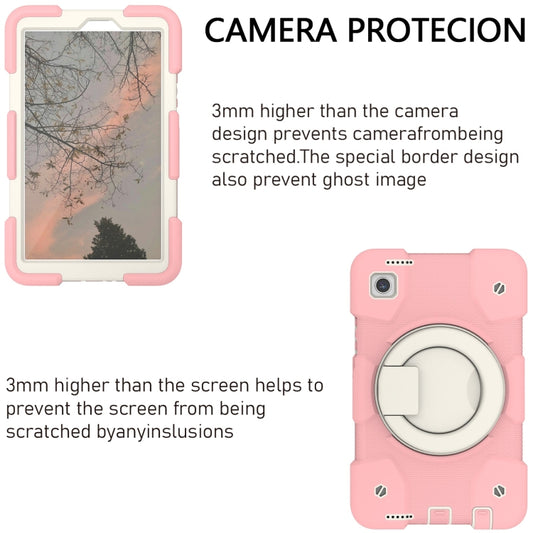 For Samsung Galaxy Tab A11 / A9 Silicone Hybrid PC Tablet Case with Shoulders Strap(Pink) by bashfashion