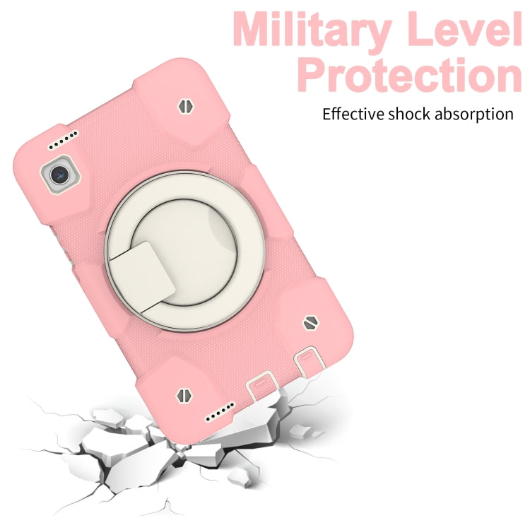 For Samsung Galaxy Tab A11 / A9 Silicone Hybrid PC Tablet Case with Shoulders Strap(Pink) by bashfashion