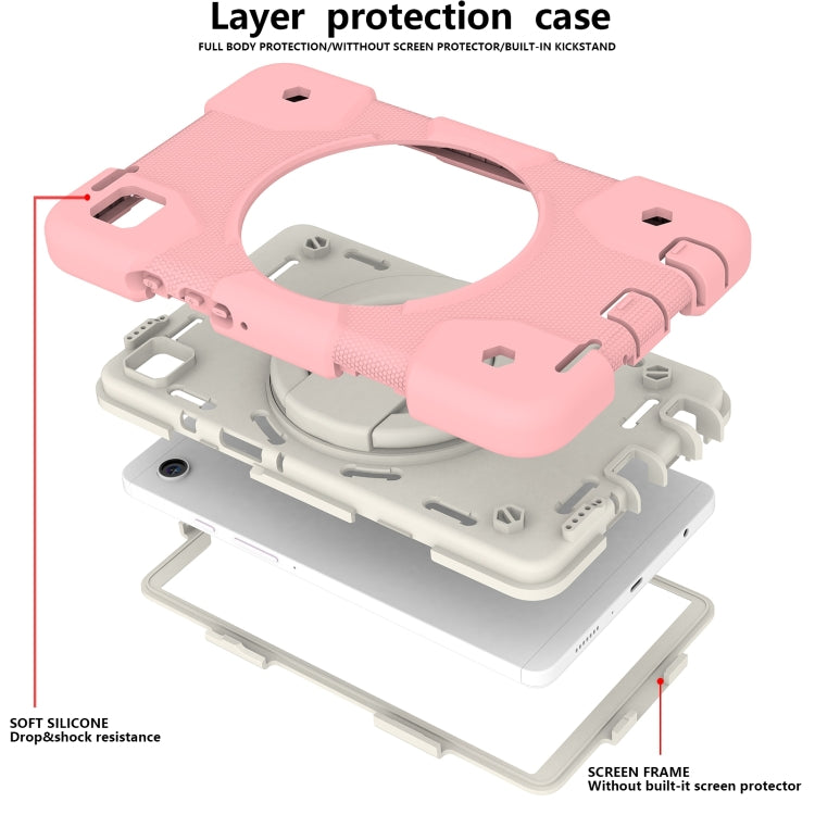 For Samsung Galaxy Tab A11 / A9 Silicone Hybrid PC Tablet Case with Shoulders Strap(Pink) by bashfashion