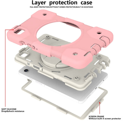 For Samsung Galaxy Tab A11 / A9 Silicone Hybrid PC Tablet Case with Shoulders Strap(Pink) by bashfashion