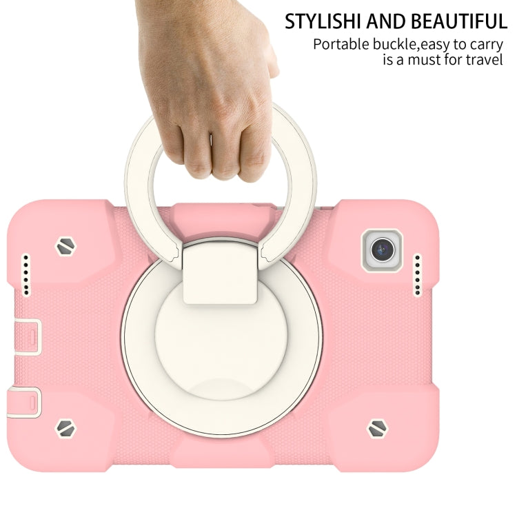 For Samsung Galaxy Tab A11 / A9 Silicone Hybrid PC Tablet Case with Shoulders Strap(Pink) by bashfashion