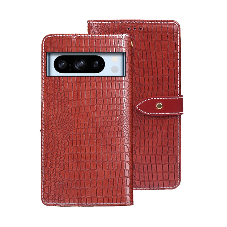 For Google Pixel 8 idewei Crocodile Texture Leather Phone Case(Red) by idewei