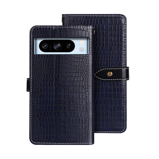 For Google Pixel 8 idewei Crocodile Texture Leather Phone Case(Dark Blue) by idewei