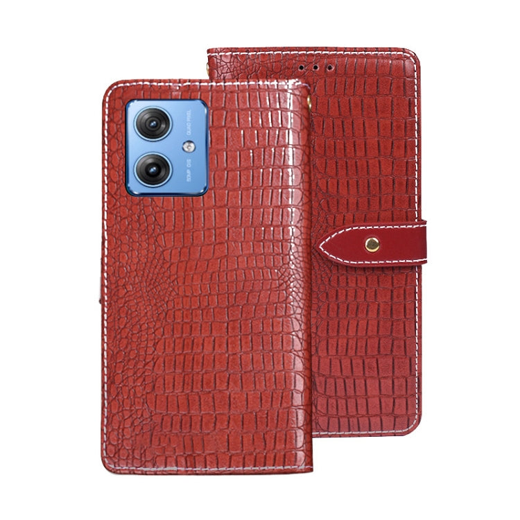 For Motorola Moto G54 5G idewei Crocodile Texture Leather Phone Case(Red) by idewei