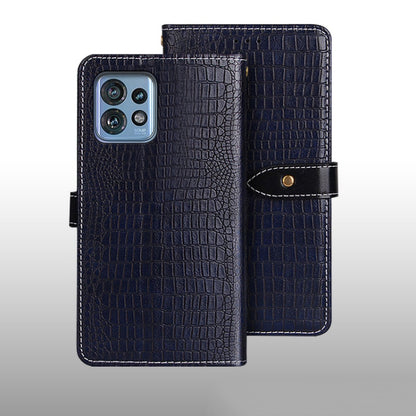 For Motorola Edge 40 Pro 5G idewei Crocodile Texture Leather Phone Case(Dark Blue) by idewei