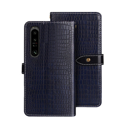 For Sony Xperia 1 V idewei Crocodile Texture Leather Phone Case(Dark Blue) by idewei