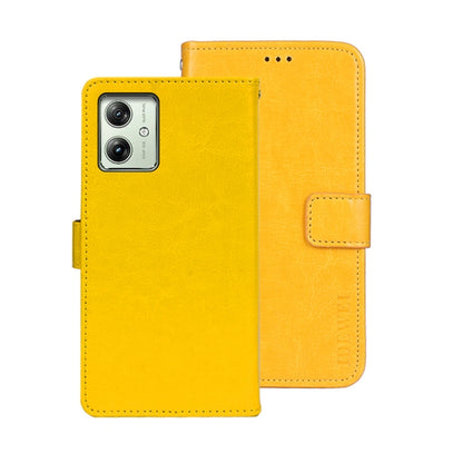 For Motorola Moto G54 5G EU idewei Crazy Horse Texture Leather Phone Case(Yellow) by idewei