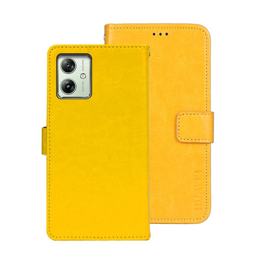For Motorola Moto G54 5G EU idewei Crazy Horse Texture Leather Phone Case(Yellow) by idewei